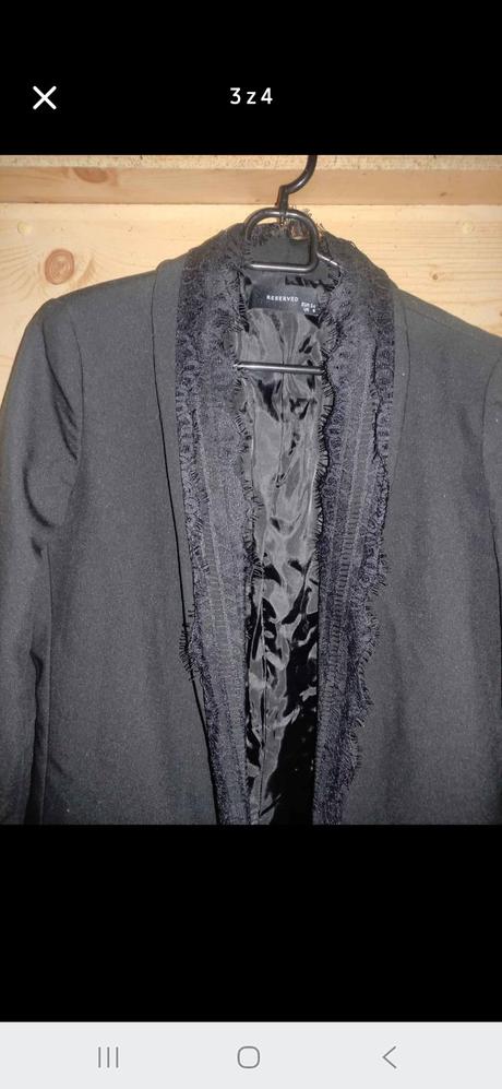 Elegantní černé sako s krajkou vel. xs, reserved,xs