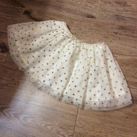 Tylová sukýnka se zlatými třpytkatými kolečky, h&m,104
