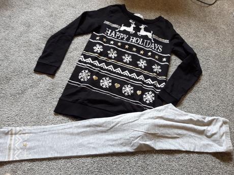 Zimní vánoční komplet delší triko a legíny, 146