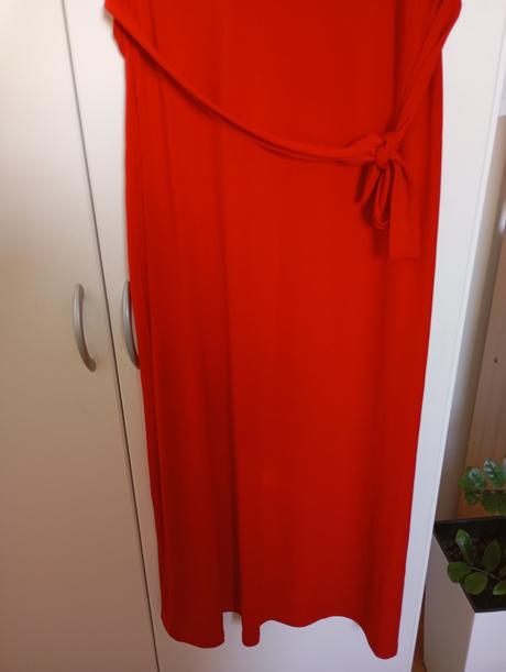 Sytě rudé šaty ke kotníkům s vázáním, gate,40