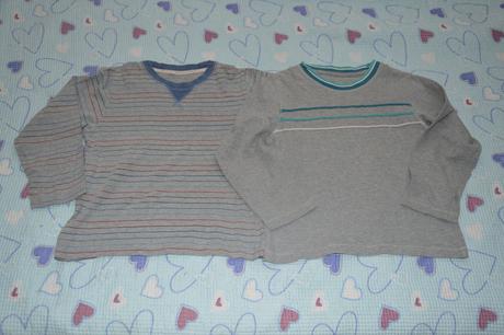 2x šedé triko dlouhý rukáv, 122