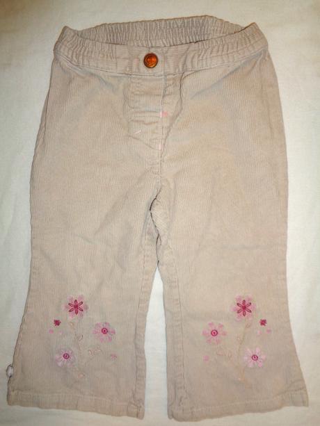 Béžové manžestráky s kytičkami, topolino,86