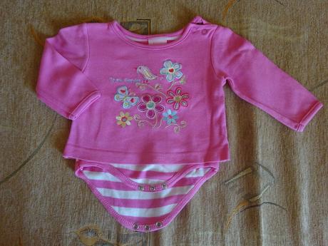 Body dl.r. růžové s kytičkami, vel. 68, 68