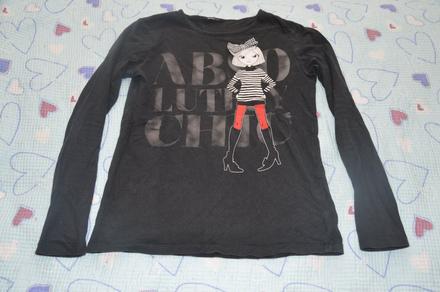 Černé bavlněné triko dl. rukáv s holkou 140/146, 146