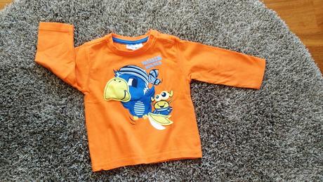 Zářivé tričko / triko s dlouhým rukávem oranžové, kik,80