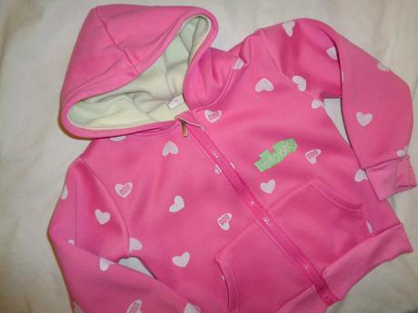 Krásná růžová mikina se srdíčky - zateplená, 104