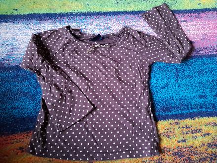 Hnědé puntíkaté tričko dlouhý rukáv na holku, 110