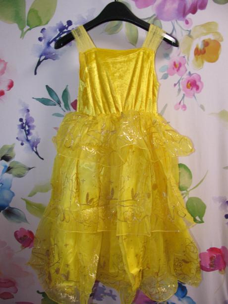 Kostým-krásné žluté volánkové šaty princezna bella, 