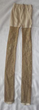 Ub116. zlaté třpytivé silonky 7-8 let, 128