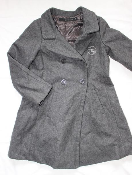 Bh26. flaušový podzimní kabát dívčí 5 let, calvin klein,110
