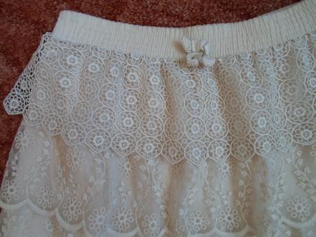 Béžová krajková sukně sukýnka, zara,140