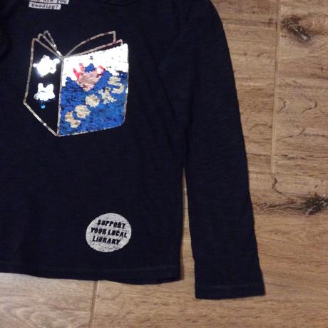 Bavlněné triko s překlápěcími flitry, mango,140