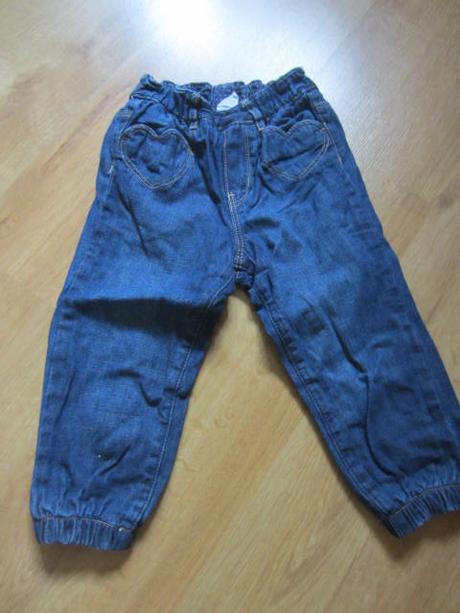 Podšité, zateplené srdíčkové džíny, rifle, h&m,92