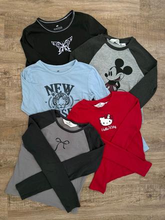 Trička hm, vel. 134/140, 146/152, 5 kusů, h&m,140