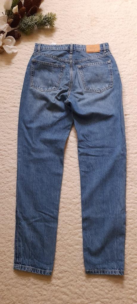 Bershka modré džíny mom fit, bershka,38