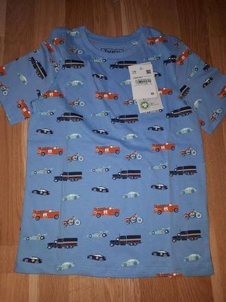 Modré tričko s auty 128, c&a,128