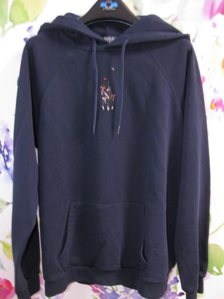 Chlapecká,pánská modrá bavlněná mikina s kapucí, ralph lauren,xl