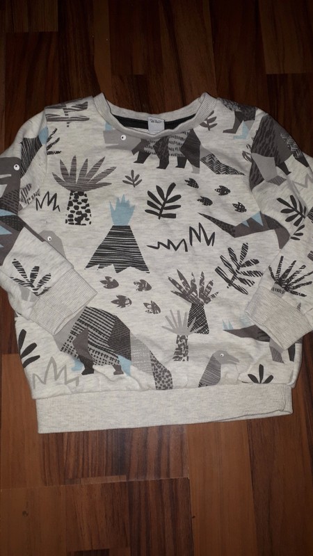 Šedá mikina s dinosaury 92 tu, tu,92