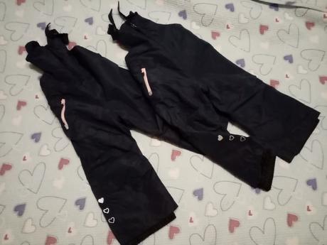 2x lyžařské oteplené kalhoty oteplovačky, 92