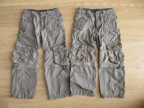 2x plátěné kalhoty 2v1 (tcm), oddělitelné nohavice, 104