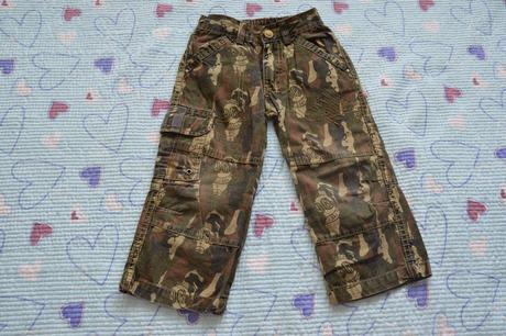 Khaki maskáčové džíny / plátěné kalhoty, kiki&koko,92