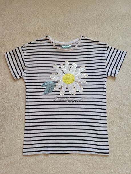 Tričko s kopretinou z flitrů, 146