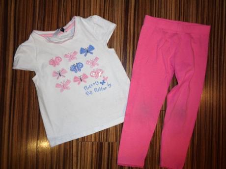 Krásný komplet motýlkového trička a legín s kanýre, next,98