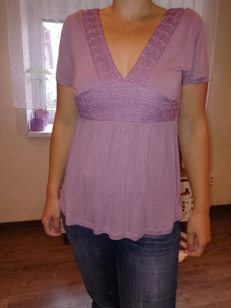 Fialové tričko s krajkou, h&m,s