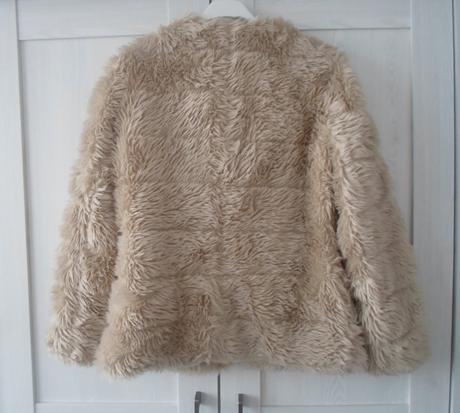 Béžový chlupatý kabát kabátek bunda, terranova,xs