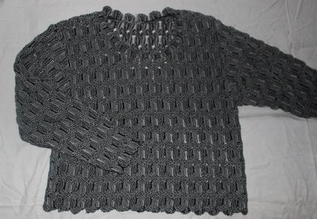 Vb166. ažurový melírovaný svetřík 12-13 let, 158