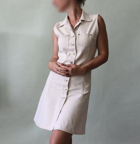 Smetanové džínové propínací šaty exe jeans vel.36, exe,s