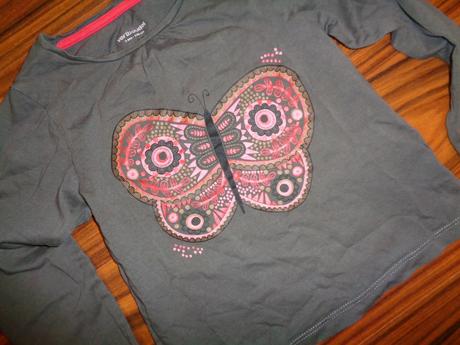 Krásné khaki tričko s motýlem, vertbaudet,104