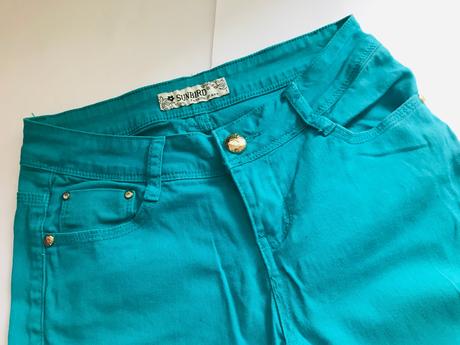 Džíny zeleno modrý tyrkys - v.27 ( cca 11/12 let ), 152