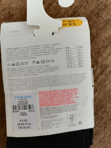 2x silonky, primark,116