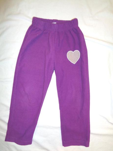 Fialové flízové kalhoty se srdíčkem 86/92, 92