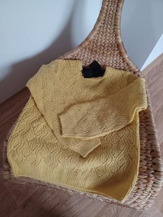 Pletený hořčicový svetr lindex 134/140, lindex,140