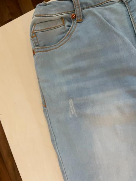Světle modré džíny s dřením, vel 164/14 let, i do, 164