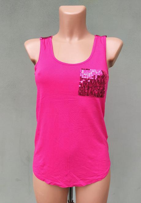 Růžový zdobený top tílko gina tricot - vel.xs, gina,xs
