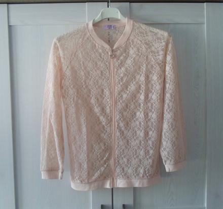 Růžová meruňková krajkovaná mikina na zip, f&f,152