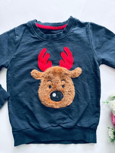 K1/ mikina  vánoční modré barvy - v.cca 2/3 roky, 92