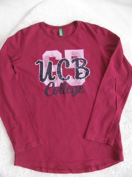 Vínově červené bavlněné tričko s nápisem benetton, benetton,128