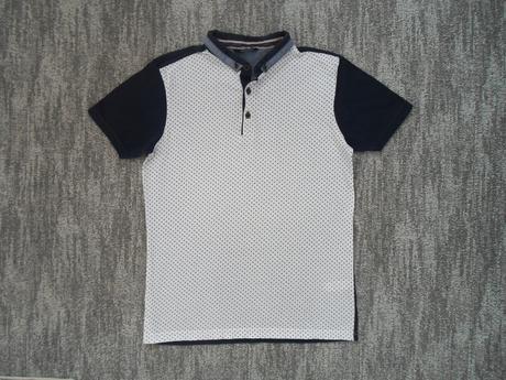 Bílé modré tričko triko s límečkem polo, george,158