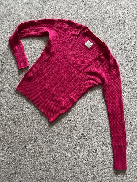 Dámský růžový svetr s copánkovým vzorem, h&m,m