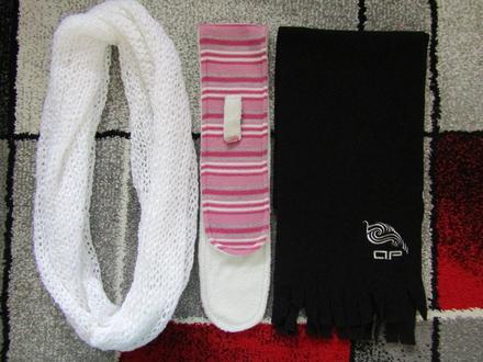 Dutá bílá šála -ručně pletená,flaušová+vlněná šála, 