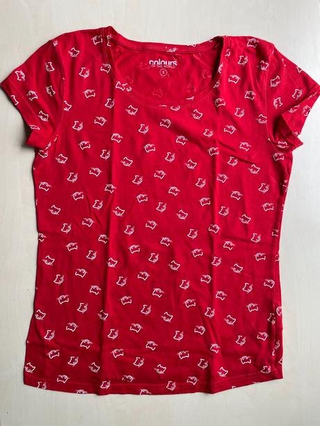 Červené triko s kočkou, vel s, colour of rhe world, colours of the world,s