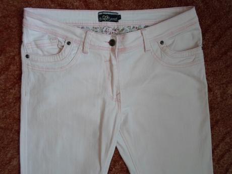Růžové kalhoty kraťasy rifle džíny 7/8, 42