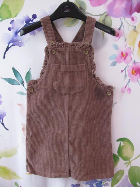 Šatová manšestrová hnědá sukně s laclem, nutmeg,116