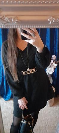 Teplákové černé šaty s embosovaným vzorem, l