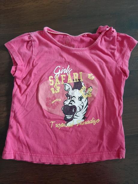 Růžové tričko krátký rukáv se zebrou 86/92, lupilu,86