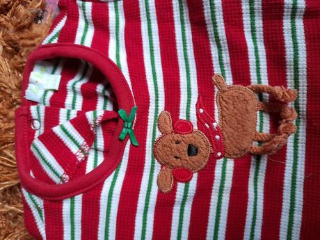 Vánoční tričko pruhované se sobem 6měsíců, 80